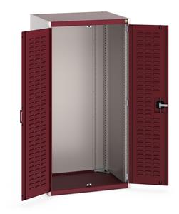 40020090.** cubio cupboard with louvre doors. WxDxH: 800x650x1600mm. RAL 7035/5010 or selected